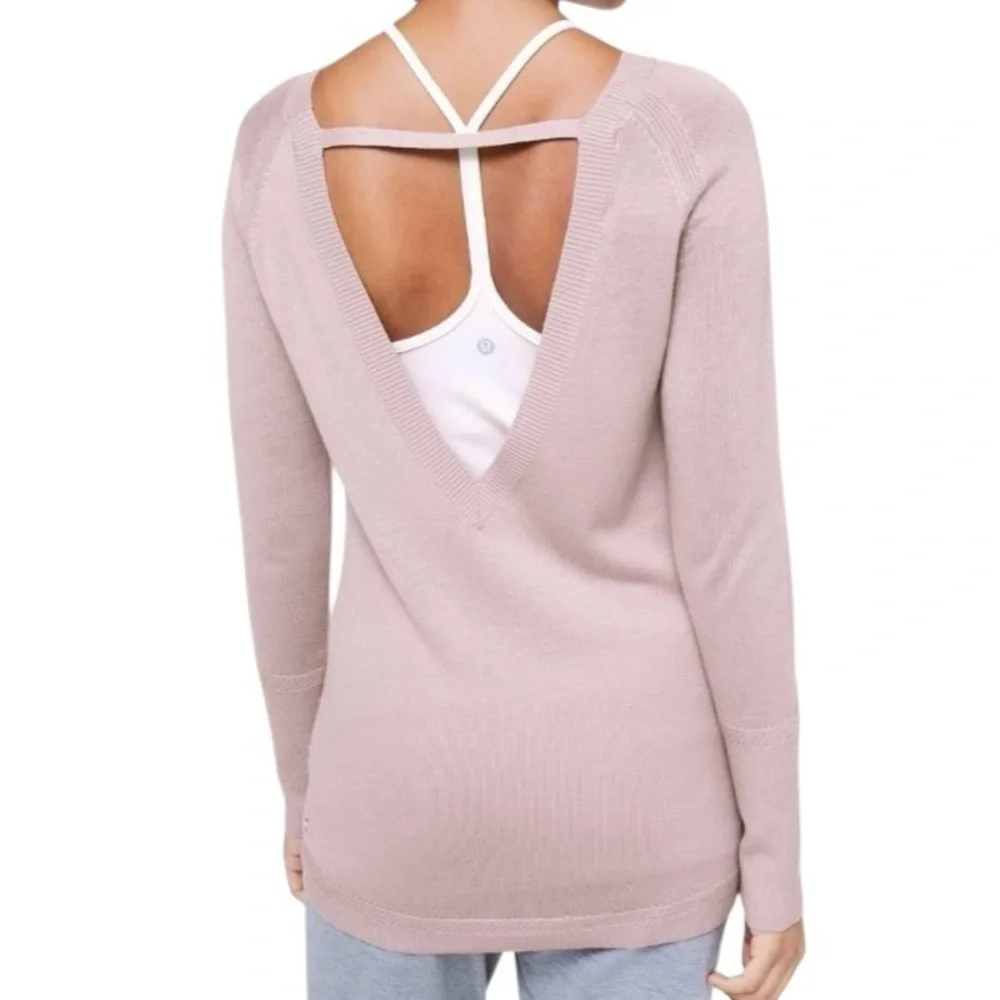 Lululemon Unity Drop Back Sweater Smoky Blush Pink Size 6 Longline Lightweight - Picture 2 of 10